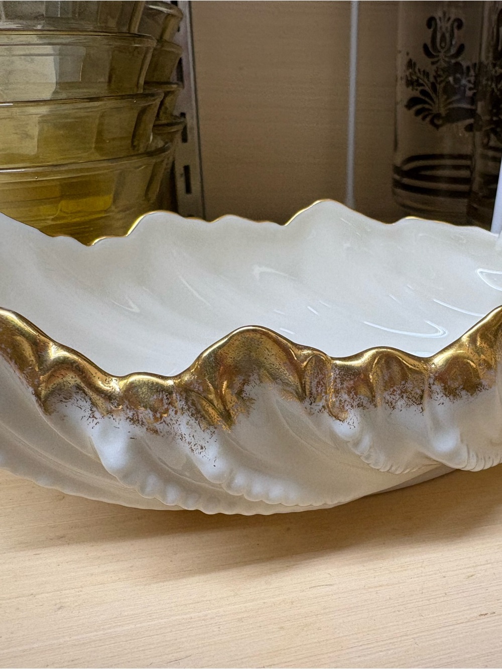 Vintage Lenox Bowl with Gold Ruffled Rim